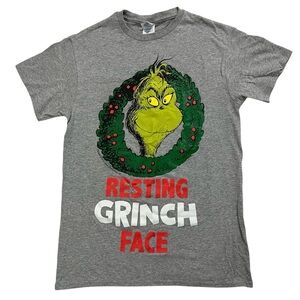How the Grinch Stole Christmas Resting Grinch Face Tee - Medium, Gray